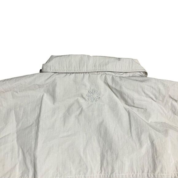 Rains Jacket WMNS XL Cement Full Zip Collar 18690 Woven Athletic Shirt Pockets - Picture 13 of 14